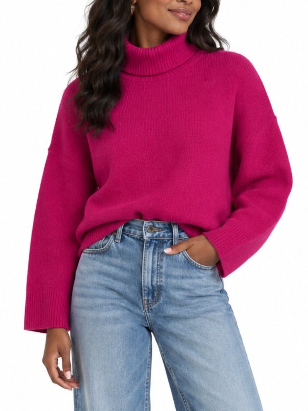 J.Crew Supersoft Merino Wool Alpaca Turtleneck Sweater Hot Pink Size S